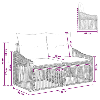 Divano da giardino 2-Numero di posti Grigio polyrattan | homemem39