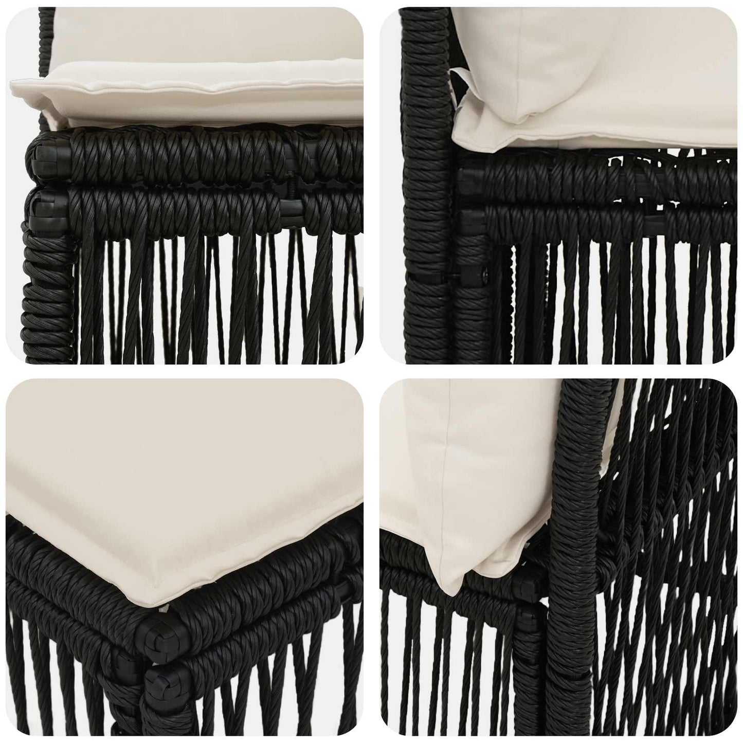 Unità divano senza braccioli Nero polyrattan | homemem39