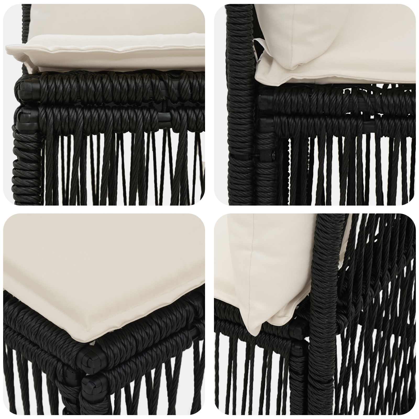 Unità divano senza braccioli Nero polyrattan | homemem39