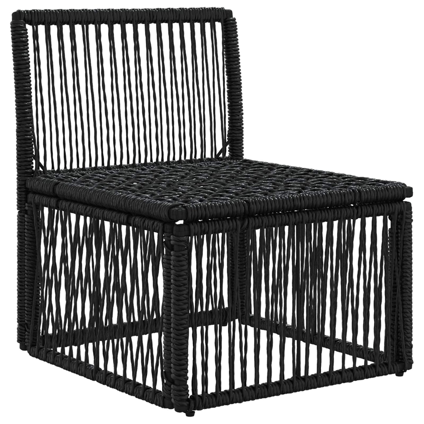 Unità divano senza braccioli Nero polyrattan