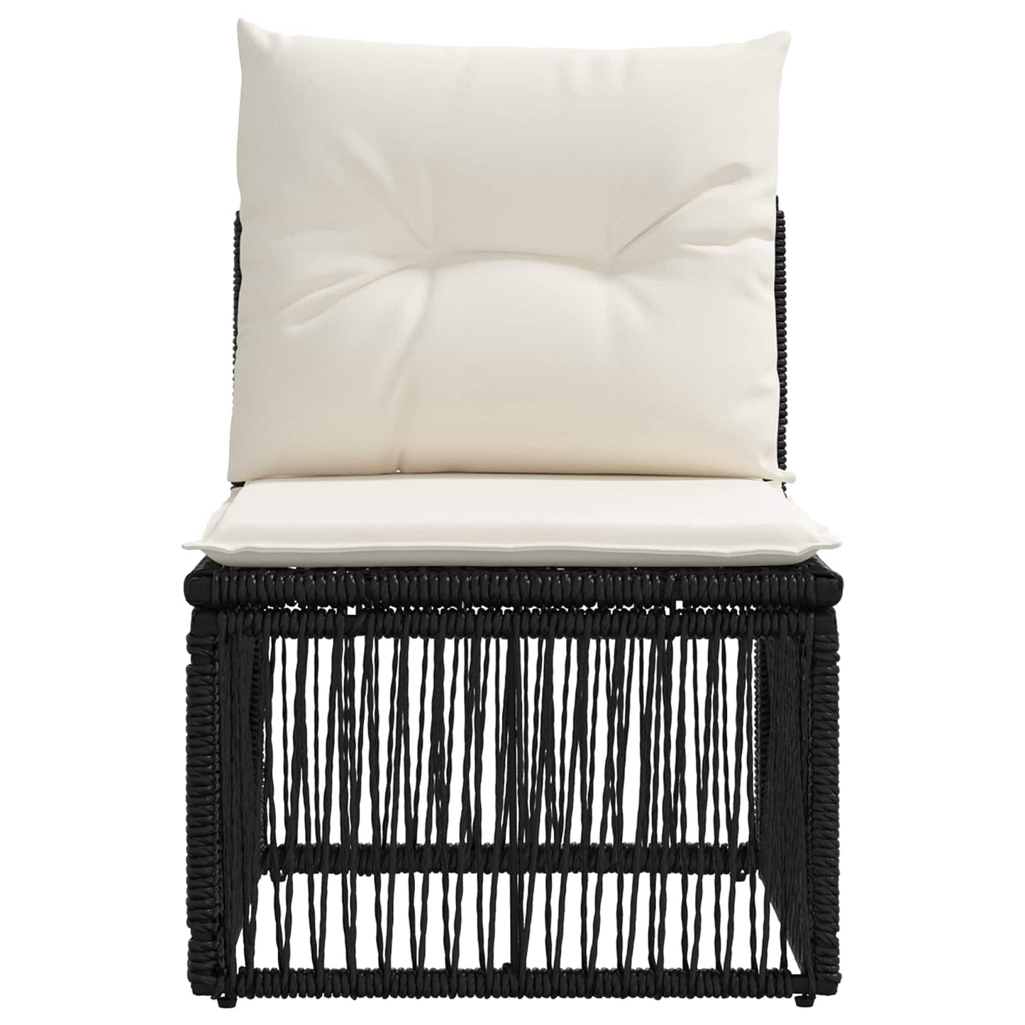 Unità divano senza braccioli Nero polyrattan