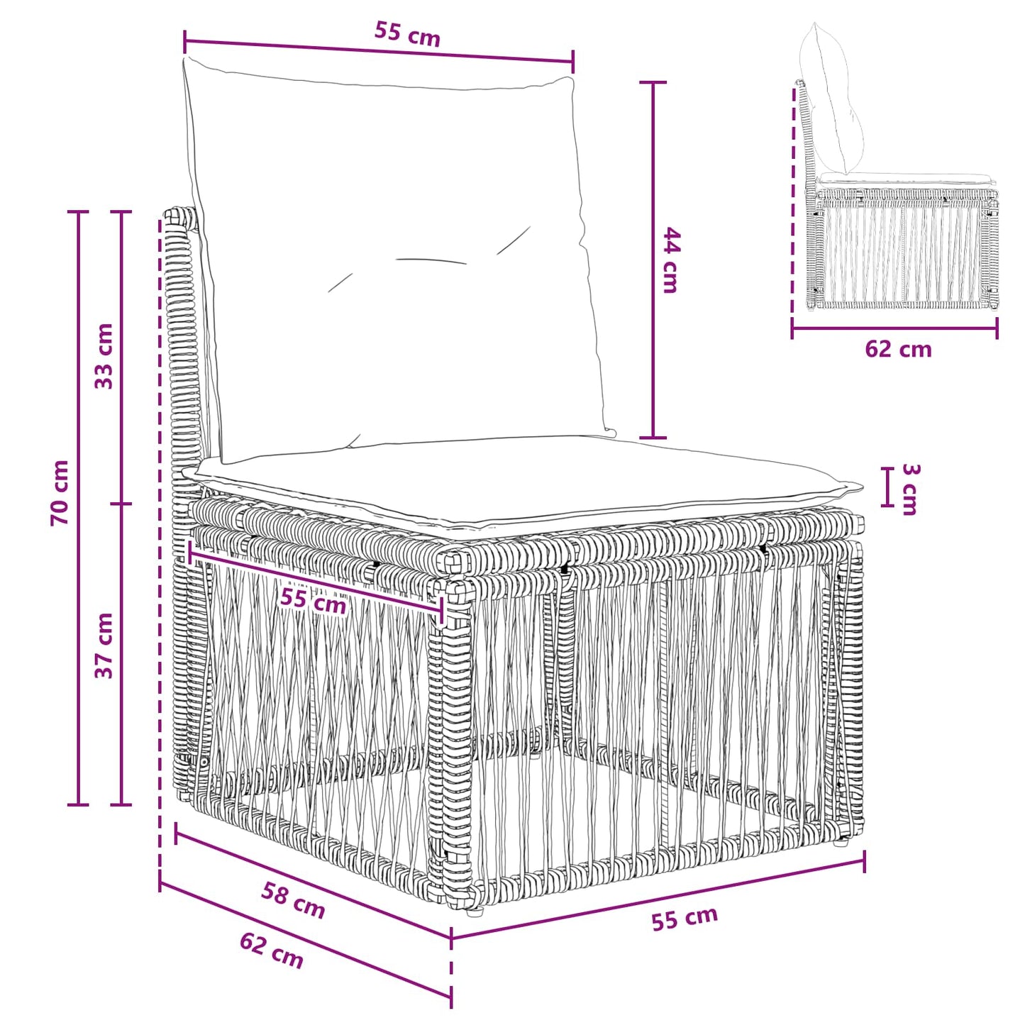 Unità divano senza braccioli Beige polyrattan | homemem39