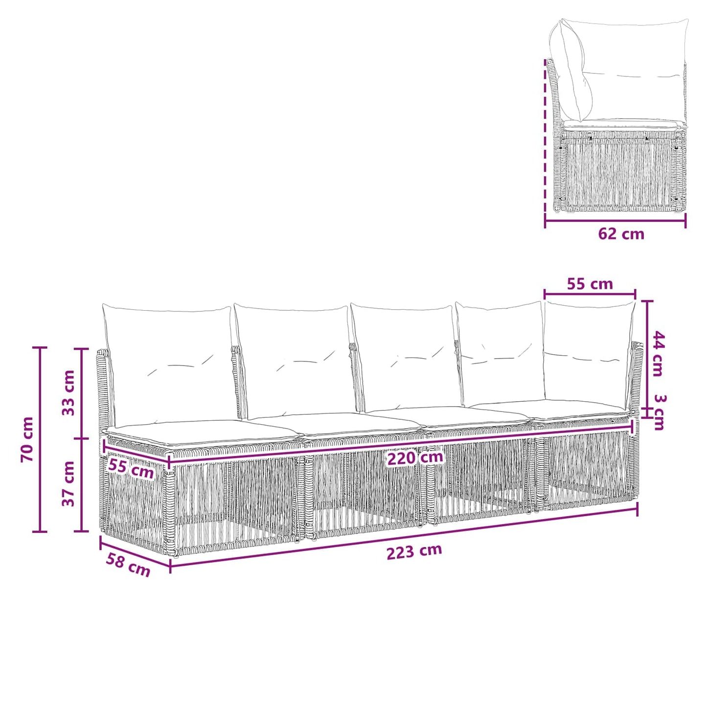 Divano a 4 posti con bracciolo sinistro 4 pcs 4-Numero di posti | homemem39