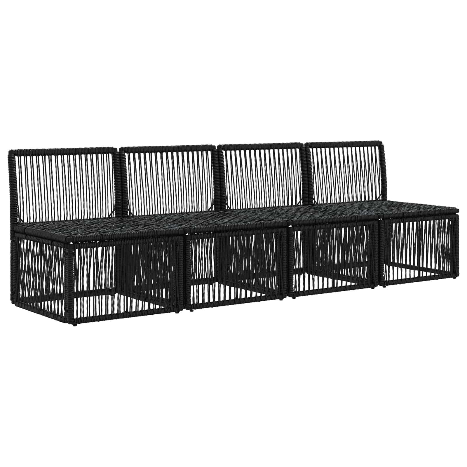 Divano a 4 posti 4 pcs 4-Numero di posti Nero polyrattan | homemem39