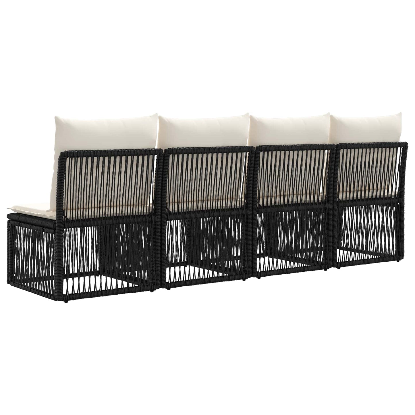 Divano a 4 posti 4 pcs 4-Numero di posti Nero polyrattan | homemem39