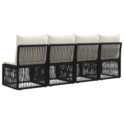 Divano a 4 posti 4 pcs 4-Numero di posti Nero polyrattan | homemem39