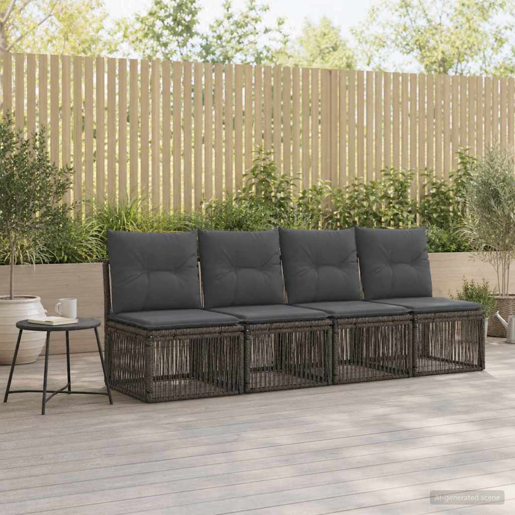 Divano a 4 posti 4 pcs 4-Numero di posti Grigio polyrattan | homemem39