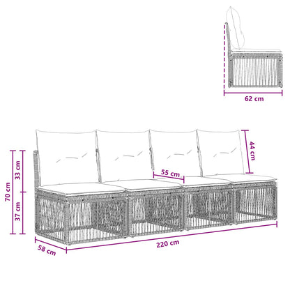 Divano a 4 posti 4 pcs 4-Numero di posti Grigio polyrattan | homemem39