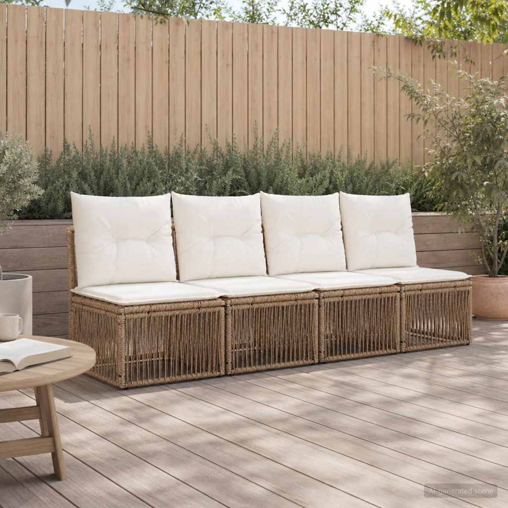 Divano a 4 posti 4 pcs 4-Numero di posti Beige polyrattan | homemem39