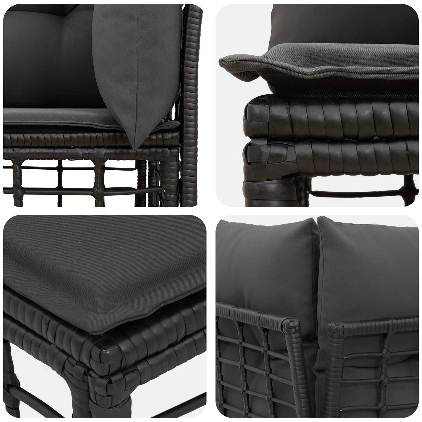 Modulo Divano Angolare da Esterno Nero polyrattan | homemem39