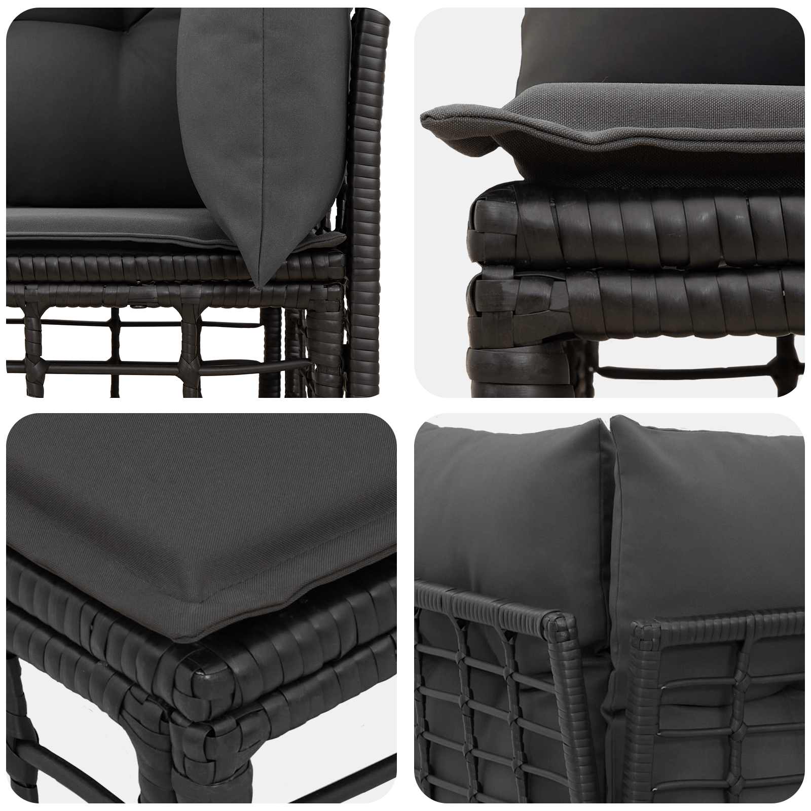 Loveseat da esterno 2 pcs Nero e Grigio scuro polyrattan | homemem39