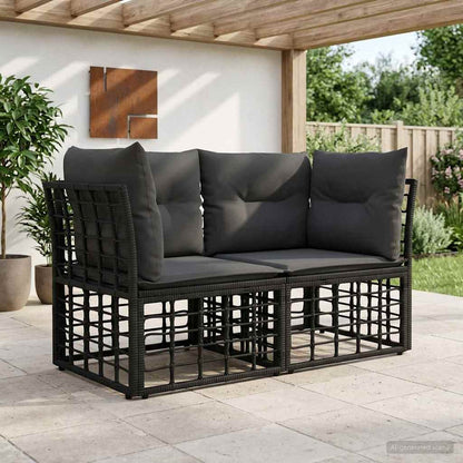 Loveseat da esterno 2 pcs Nero e Grigio scuro polyrattan | homemem39