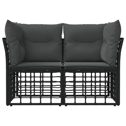Loveseat da esterno 2 pcs Nero e Grigio scuro polyrattan | homemem39