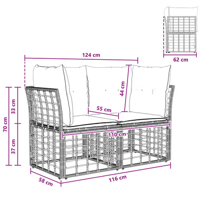 Loveseat da esterno 2 pcs Nero e Grigio scuro polyrattan | homemem39
