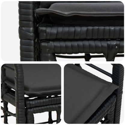Loveseat da esterno 2 pcs Nero e Grigio scuro polyrattan | homemem39