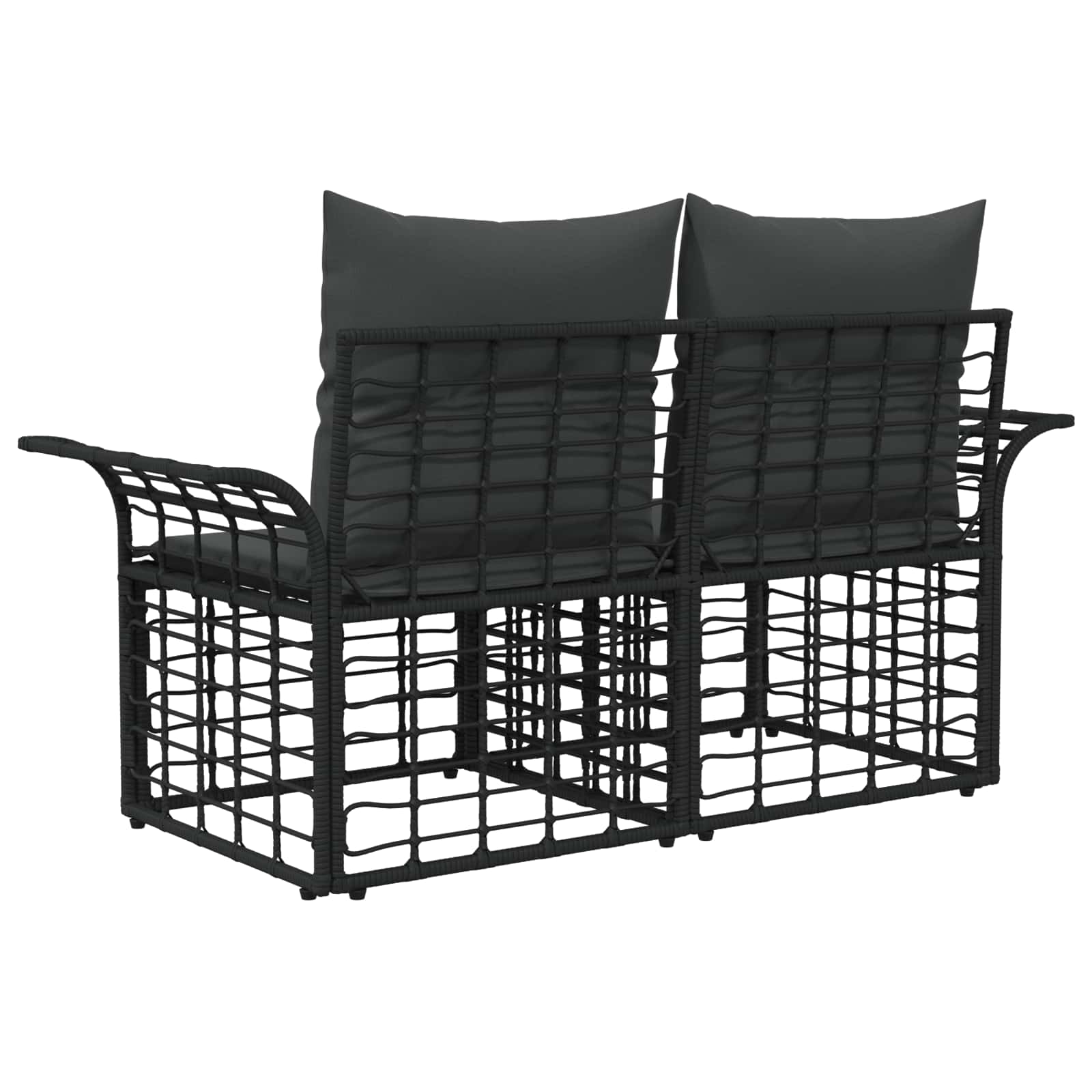 Loveseat da esterno 2 pcs Nero e Grigio scuro polyrattan | homemem39