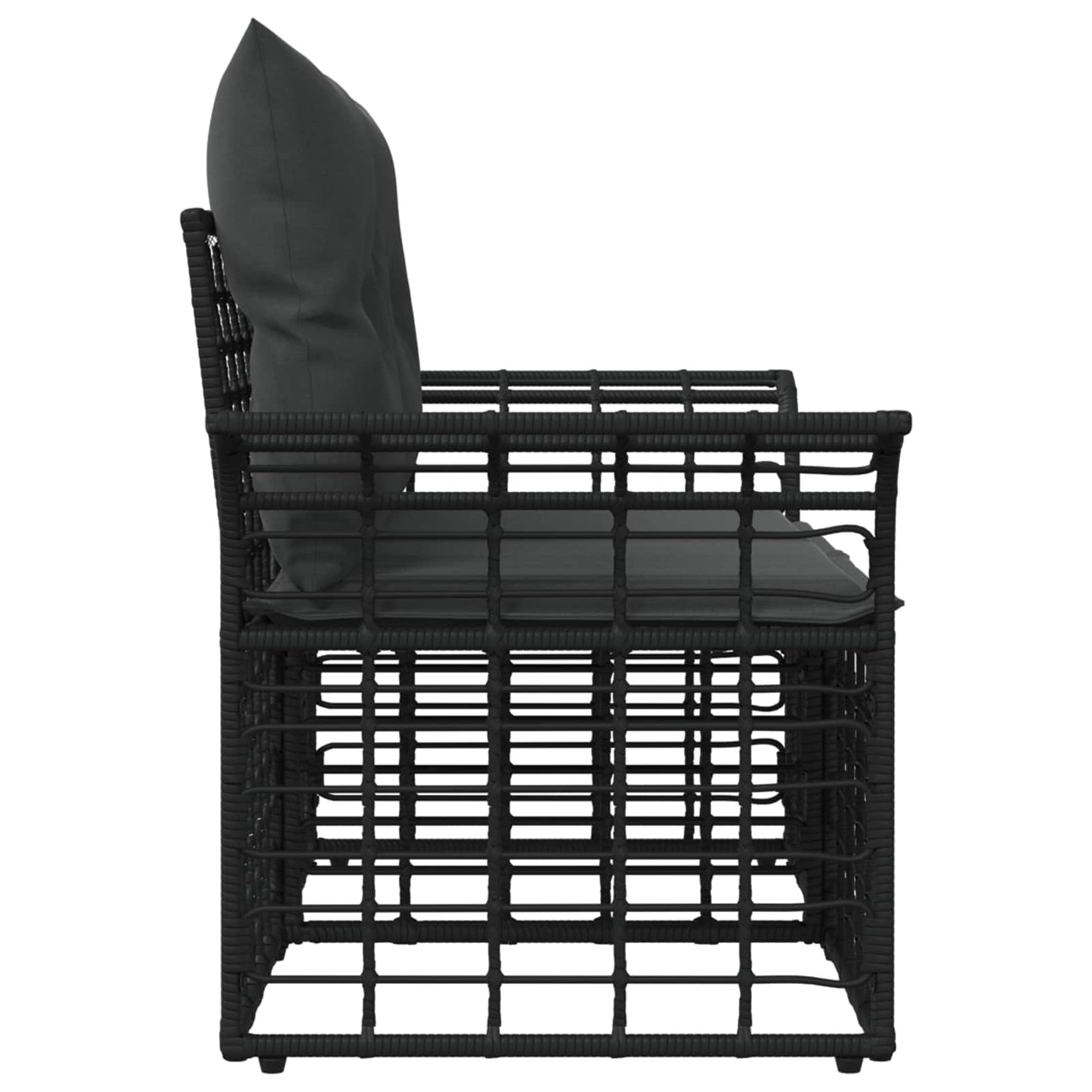 Loveseat da esterno 2 pcs Nero e Grigio scuro polyrattan | homemem39