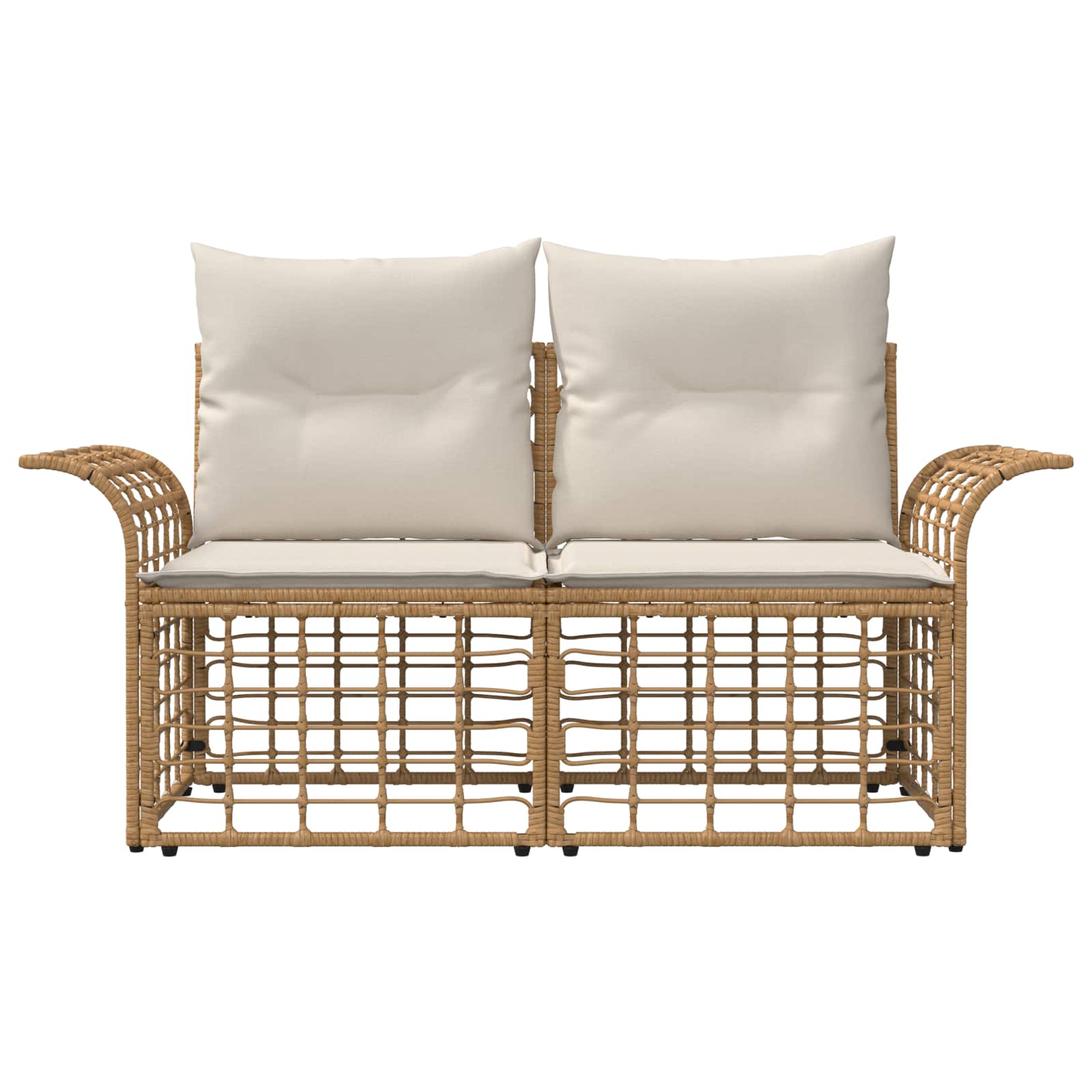 Loveseat da esterno 2 pcs Naturale e Bianco Crema polyrattan | homemem39