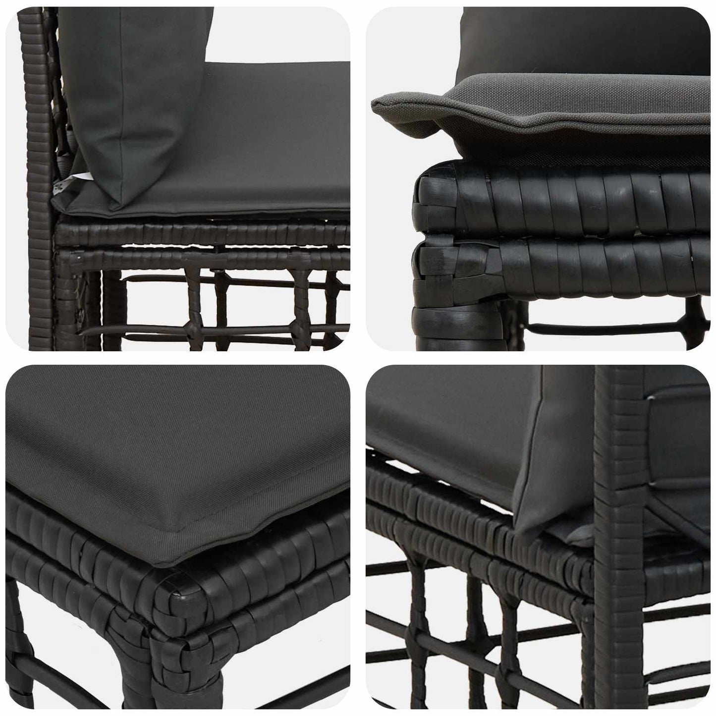 Modulo Divano da Esterno Senza Braccioli Nero polyrattan | homemem39
