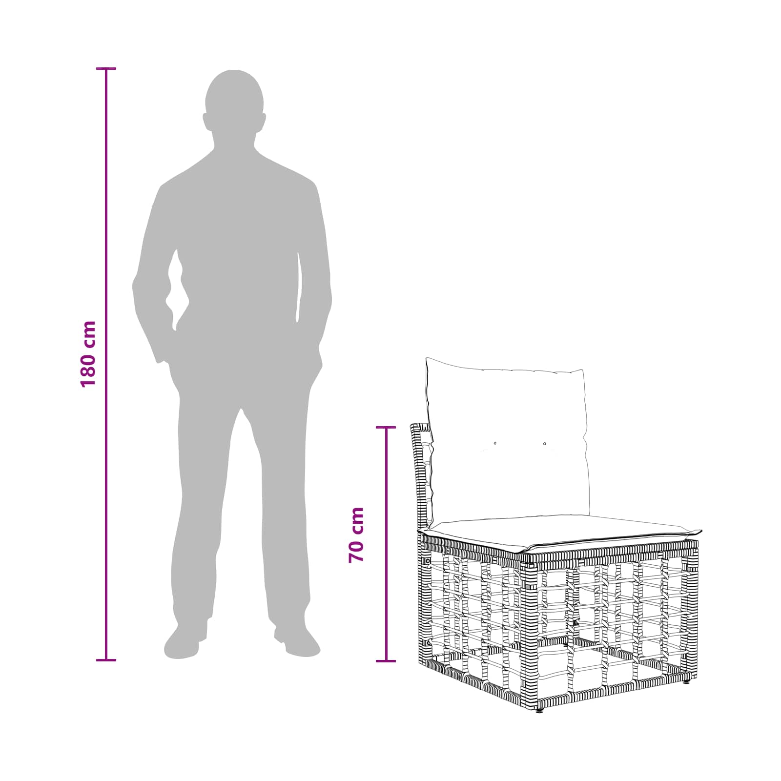 Modulo Divano da Esterno Senza Braccioli Naturale polyrattan | homemem39