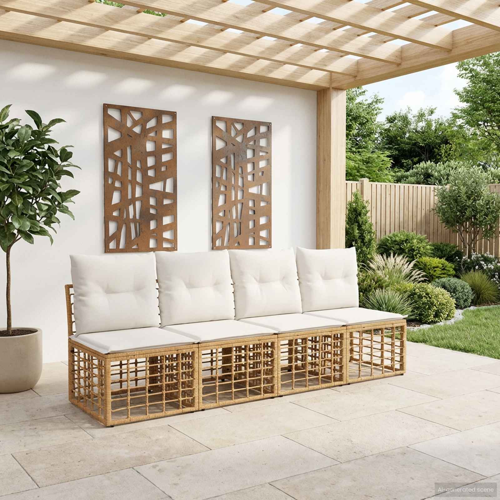 Divano da Giardino 4 Posti Senza Braccioli 4 pcs | homemem39