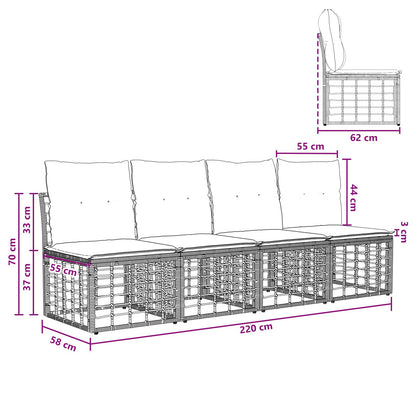Divano da Giardino 4 Posti Senza Braccioli 4 pcs | homemem39