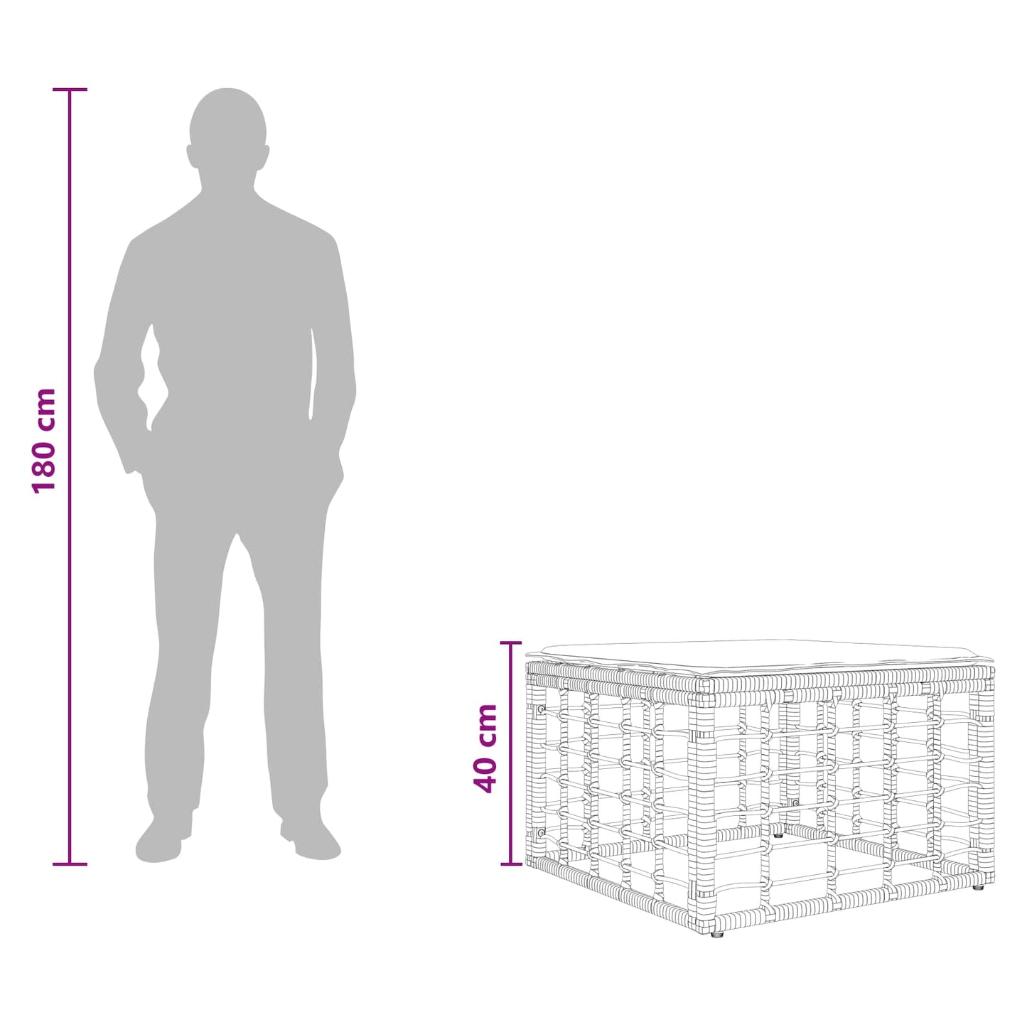 Poggiapiedi da Giardino Nero polyrattan | homemem39