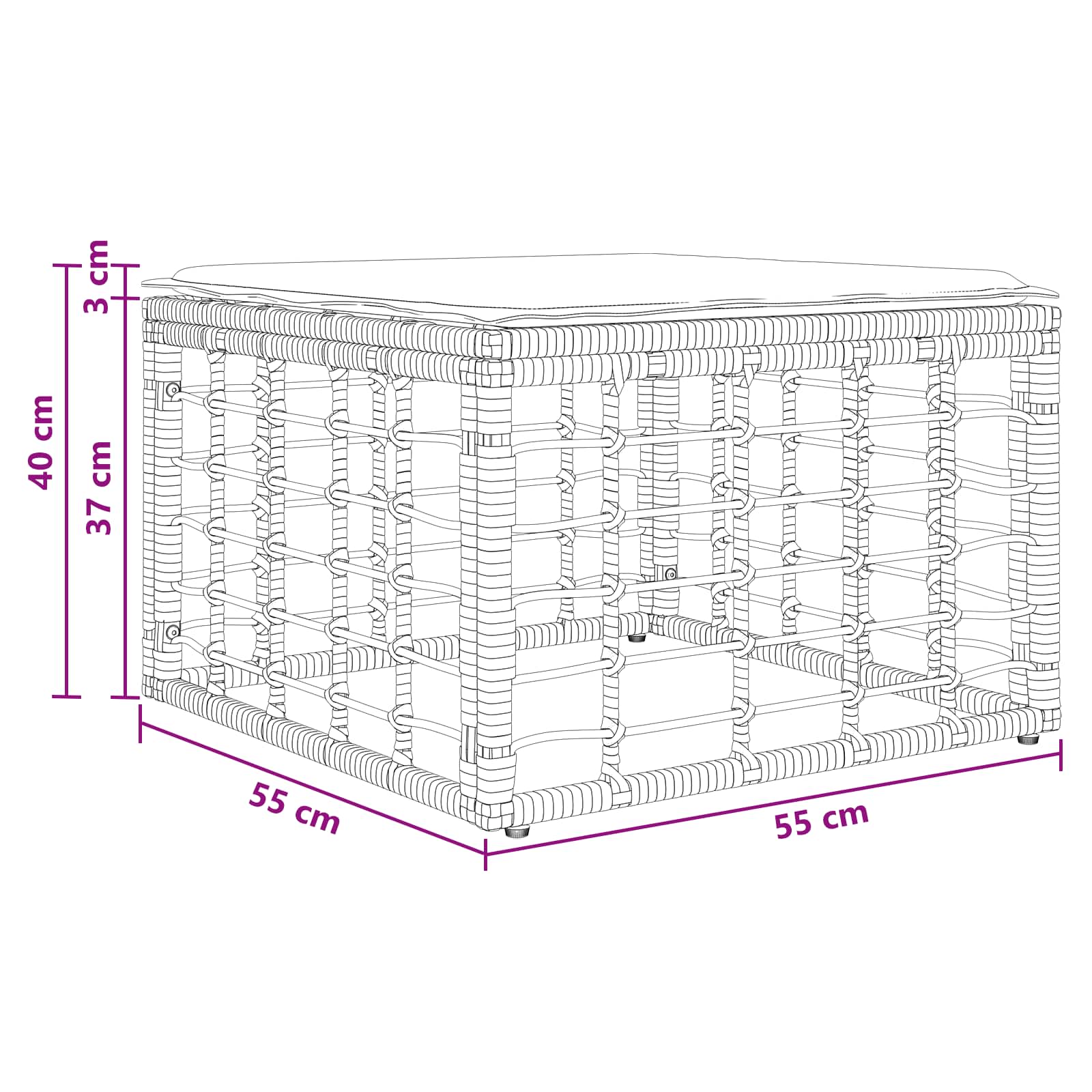 Poggiapiedi da Giardino Nero polyrattan | homemem39