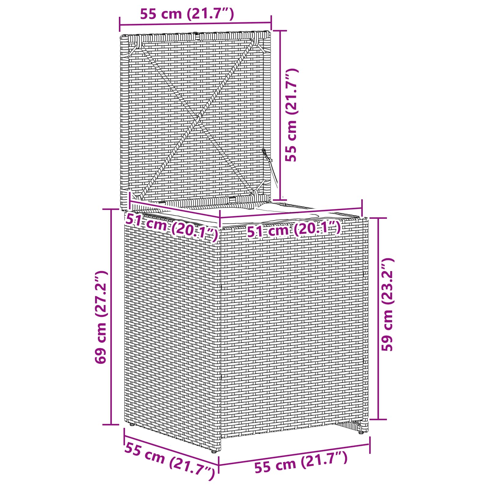 Scatola per Cuscini 55 x 55 x 69 cm acciaio | homemem39