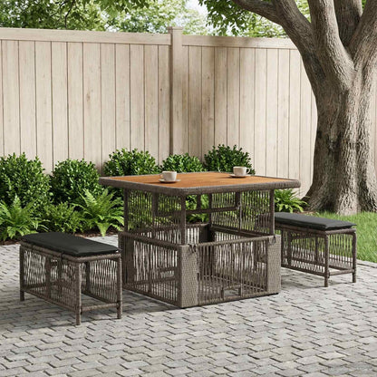 Set da Pranzo per Giardino 3 pz Grigio e Grigio Scuro