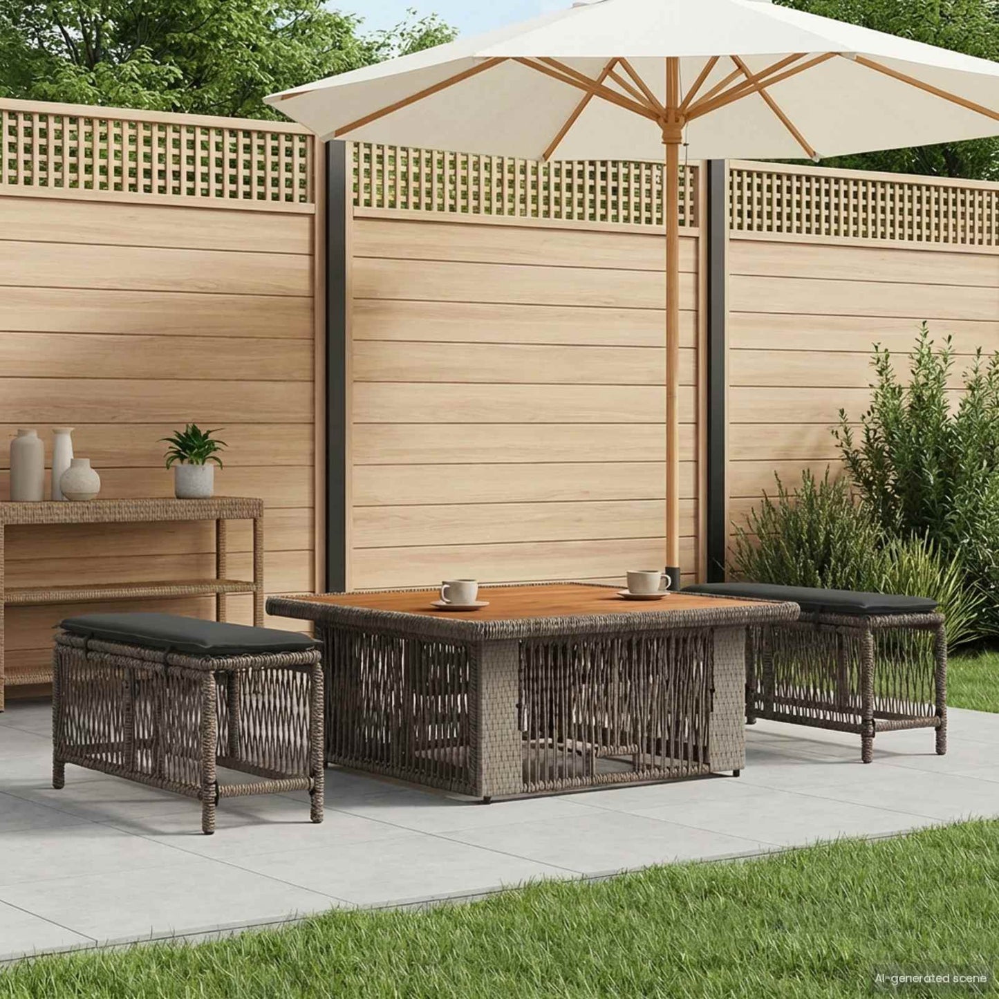 Set da Pranzo per Giardino 3 pz Grigio e Grigio Scuro