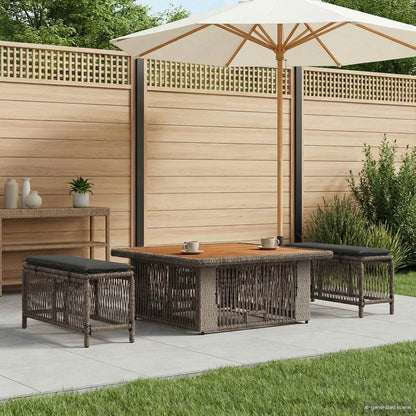 Set da Pranzo per Giardino 3 pz Grigio e Grigio Scuro