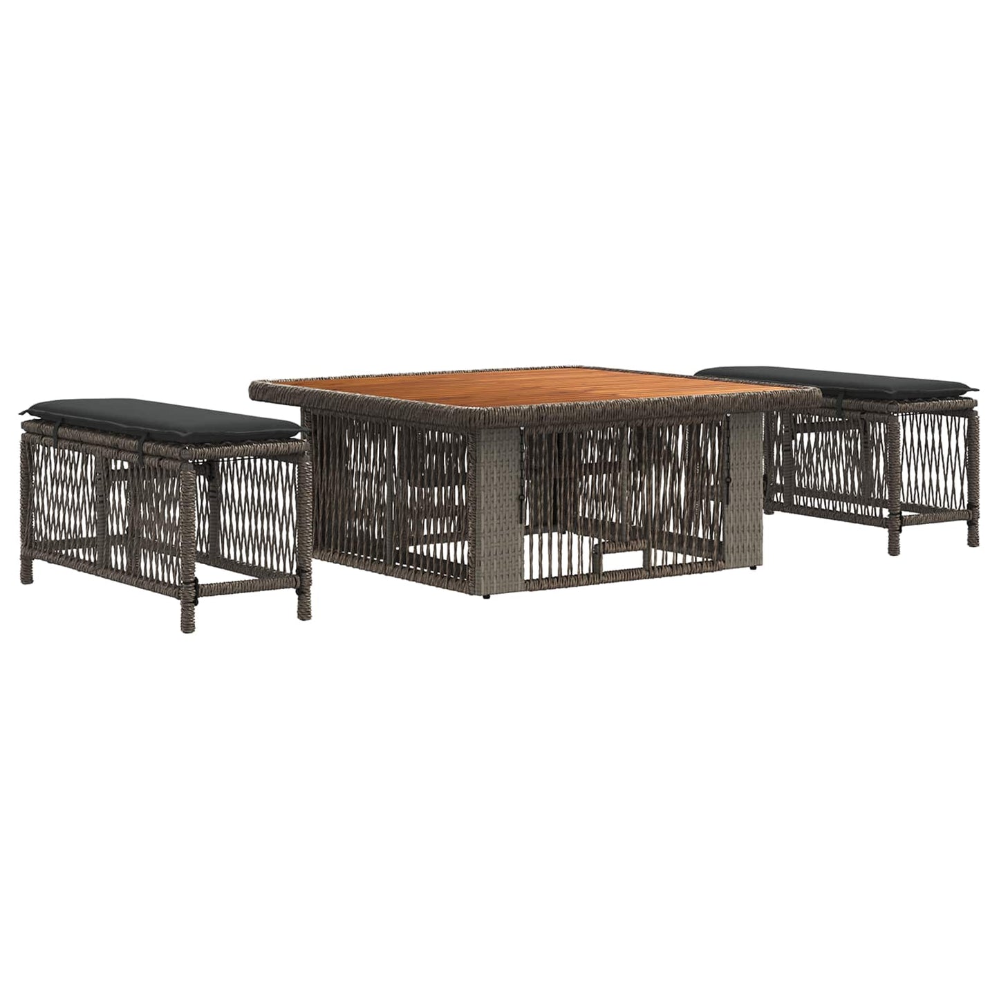 Set da Pranzo per Giardino 3 pz Grigio e Grigio Scuro