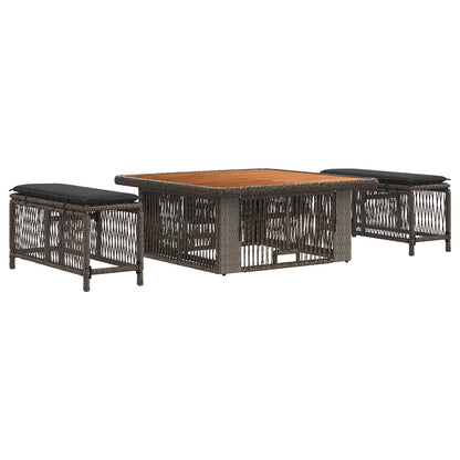 Set da Pranzo per Giardino 3 pz Grigio e Grigio Scuro