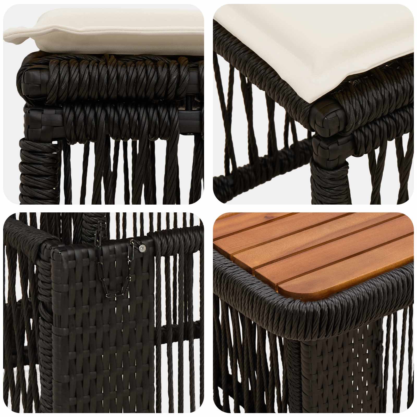 Set da Pranzo per Giardino 3 pcs Beige e Crema polyrattan | homemem39