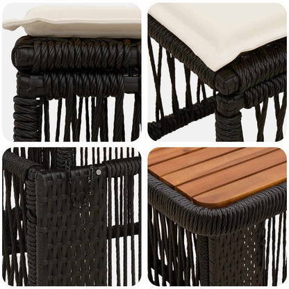 Set da Pranzo per Giardino 3 pcs Beige e Crema polyrattan | homemem39