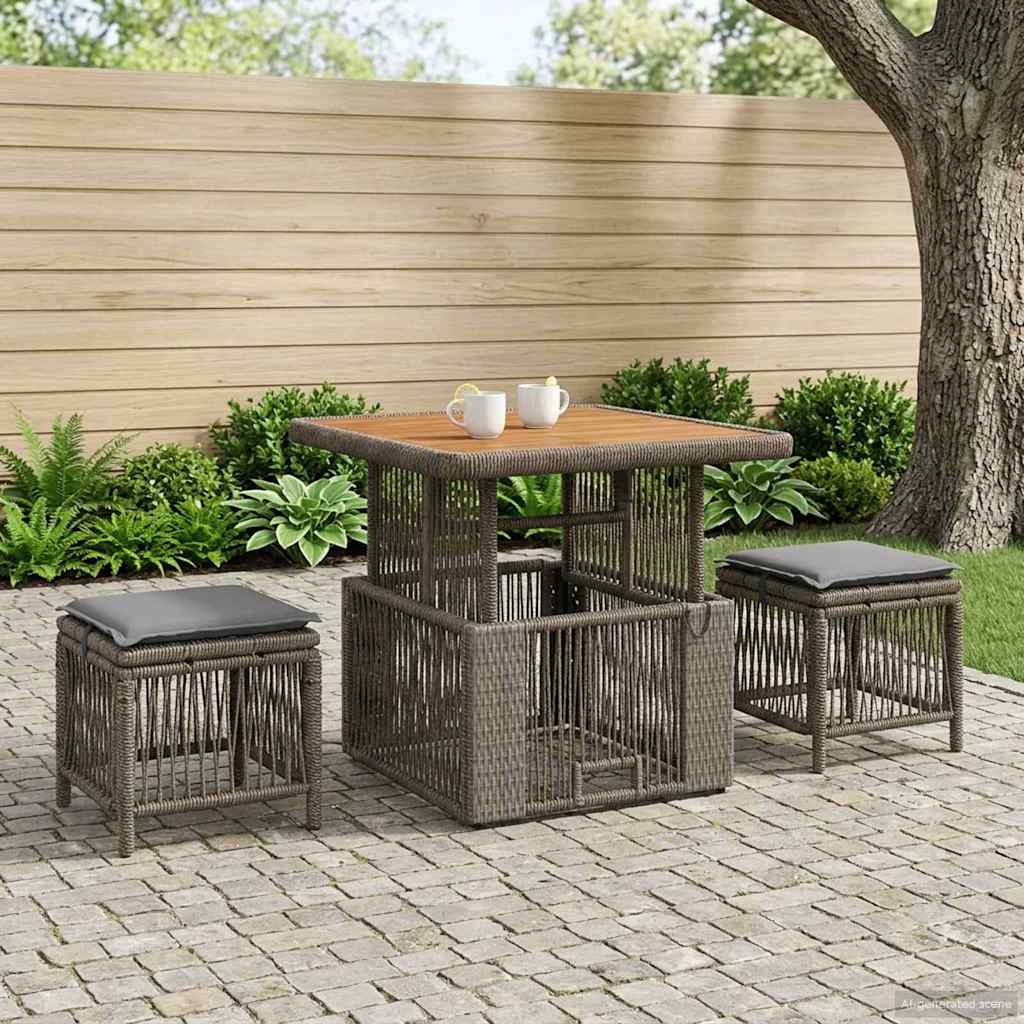Set da Pranzo per Giardino 3 pcs Grigio e Grigio Scuro | homemem39