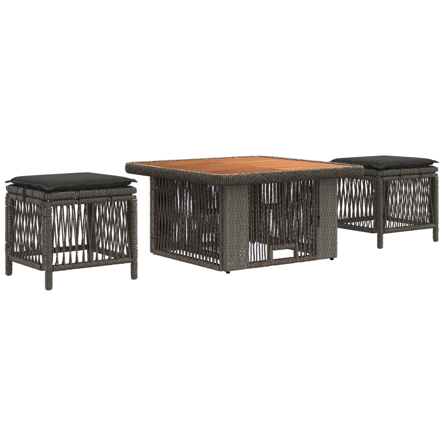 Set da Pranzo per Giardino 3 pcs Grigio e Grigio Scuro | homemem39
