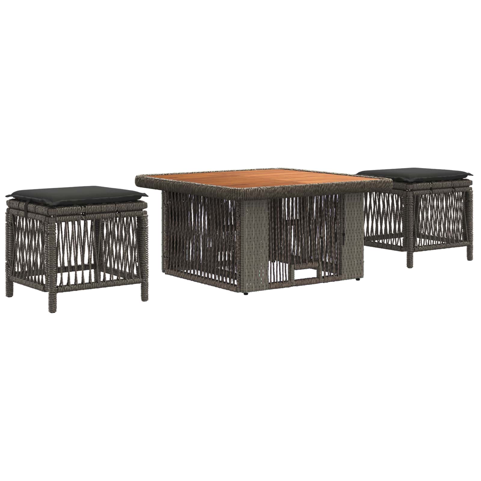 Set da Pranzo per Giardino 3 pcs Grigio e Grigio Scuro | homemem39