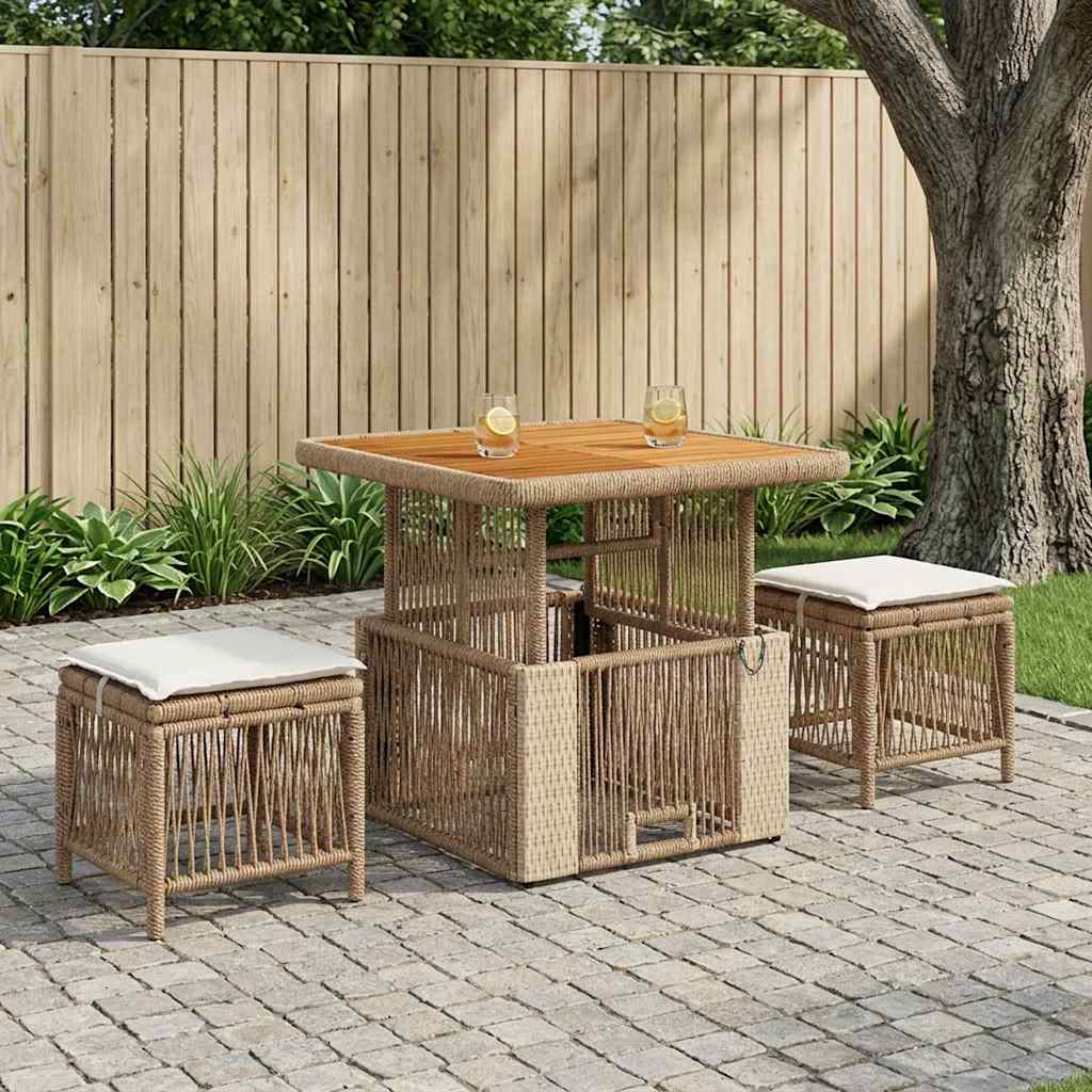 Set da Pranzo per Giardino 3 pcs Beige e Crema polyrattan | homemem39