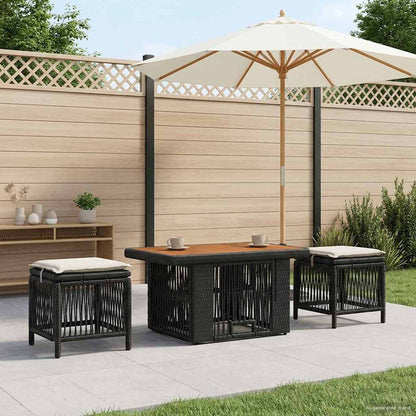 Set da Pranzo per Giardino 3 pcs Nero e Crema polyrattan | homemem39