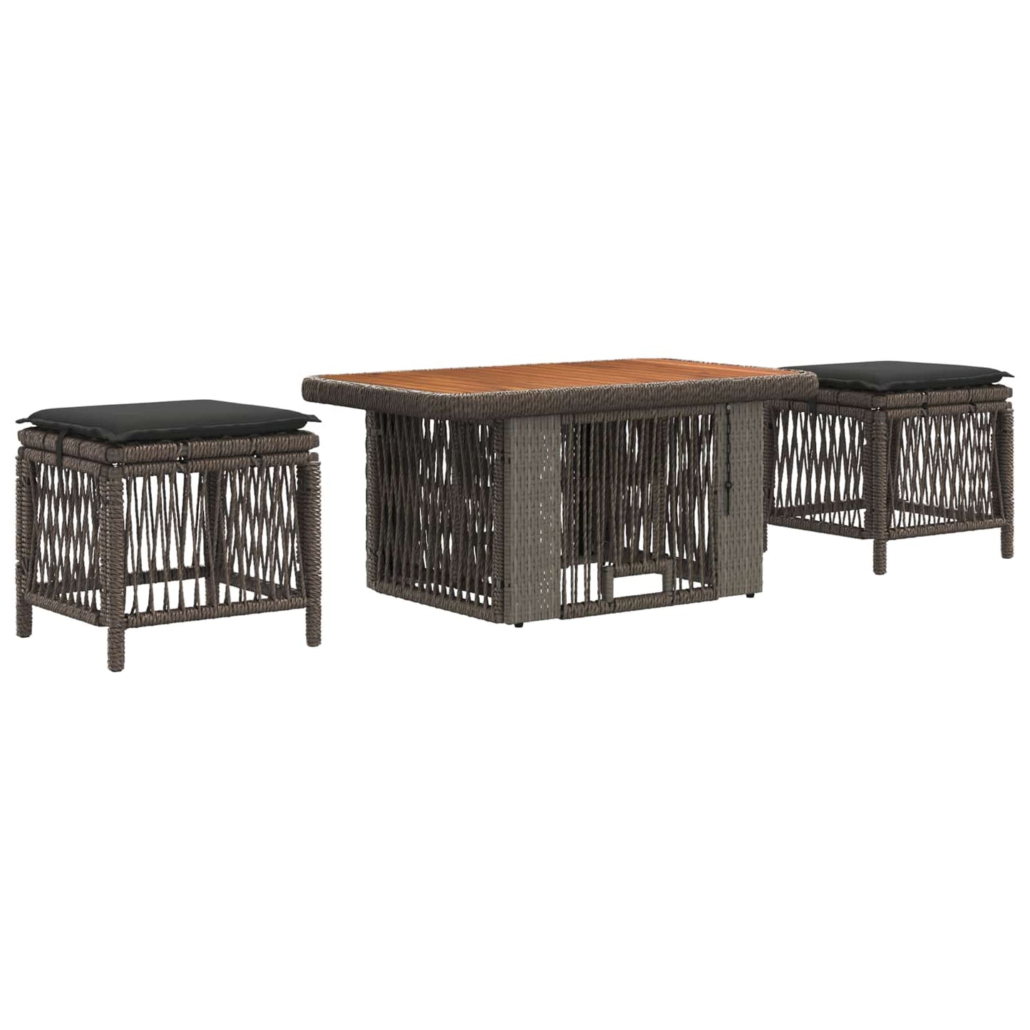 Set da Pranzo per Giardino 3 pcs Grigio e Grigio Scuro | homemem39