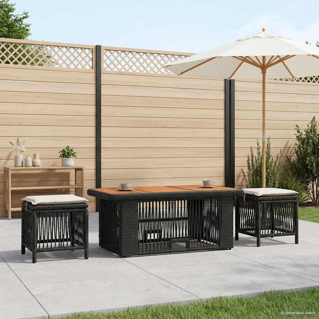 Set da Pranzo per Giardino 4 pcs Nero e Crema polyrattan | homemem39