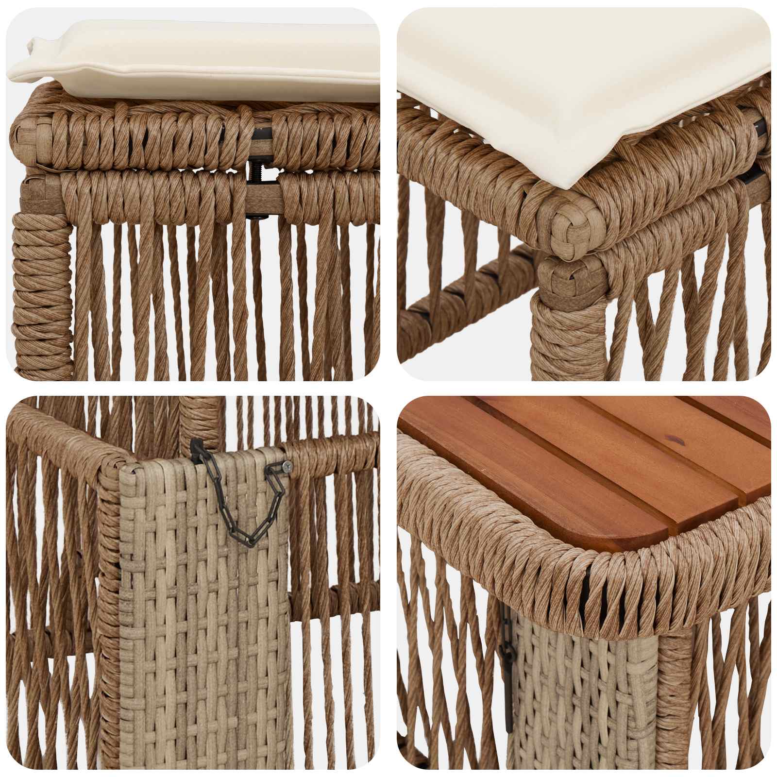 Set da Pranzo per Giardino 4 pcs Beige e Crema polyrattan | homemem39