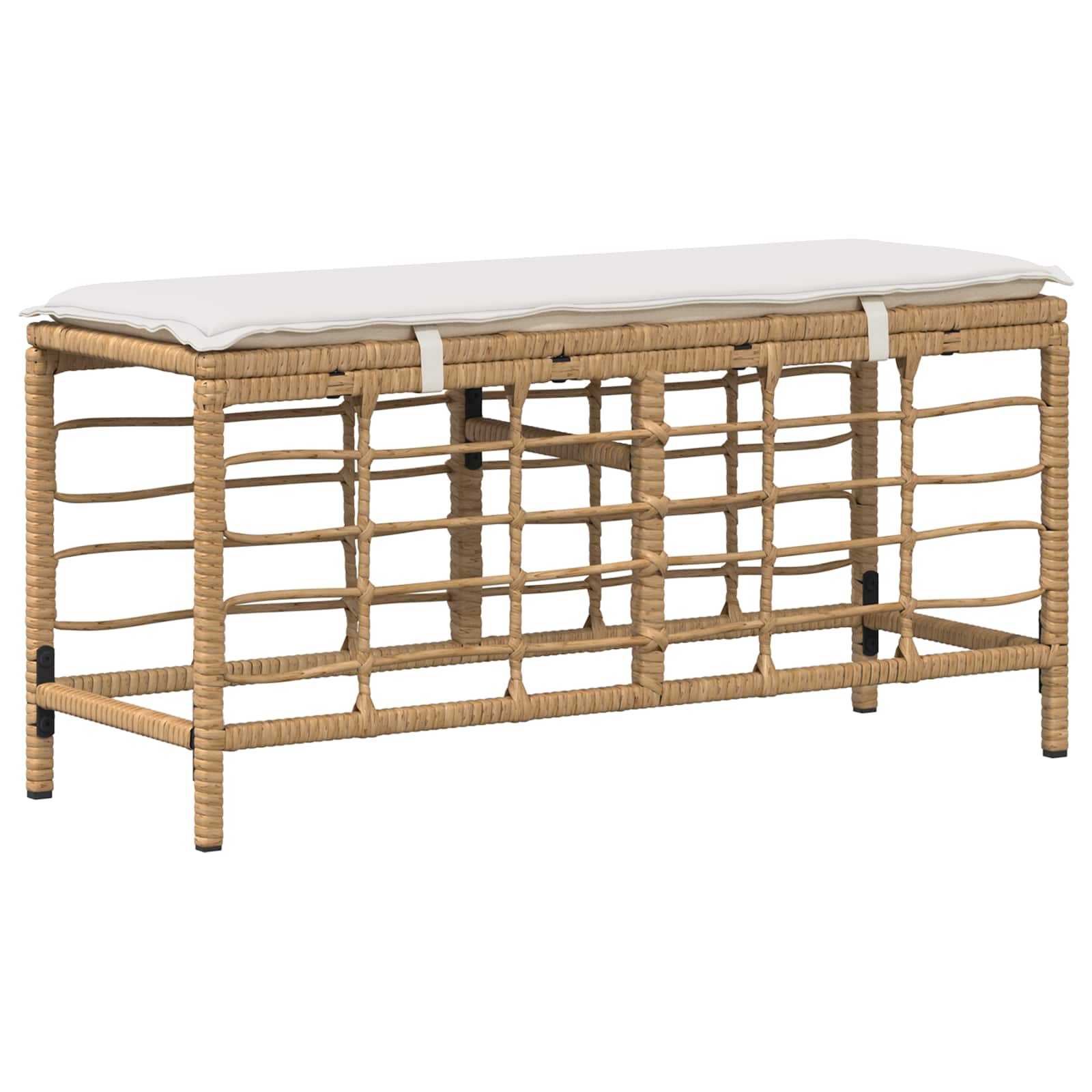 Set da Pranzo per Giardino con cuscino 3 pcs Naturale e Bianco | homemem39