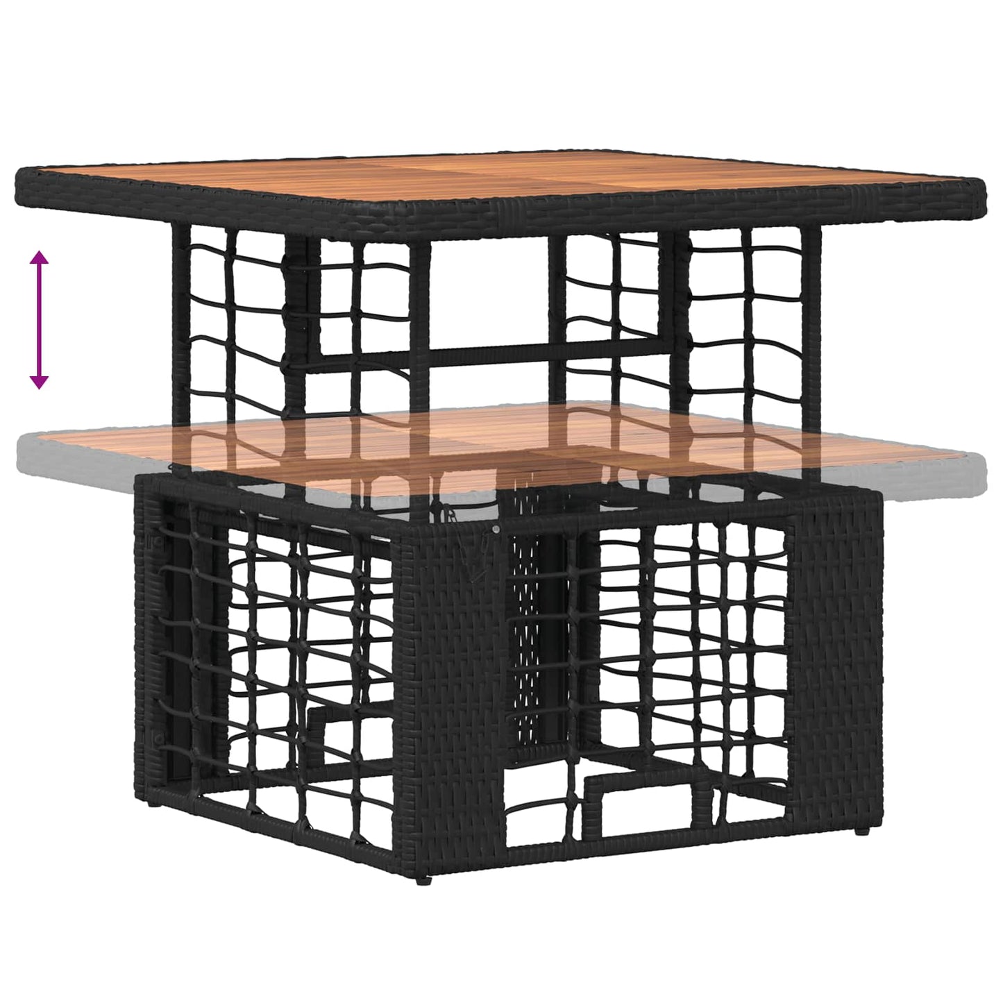 Set da Pranzo per Giardino con cuscino 3 pcs Nero e Grigio