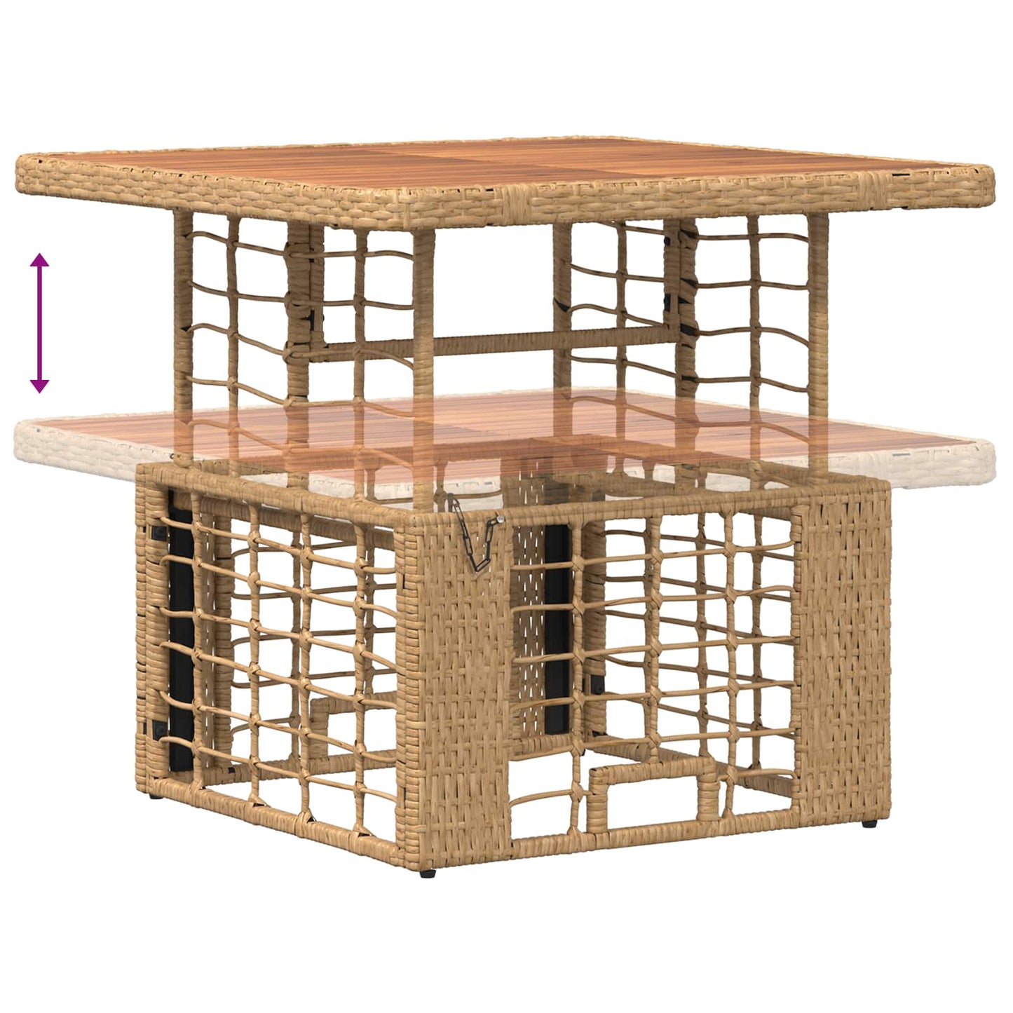 Set da Pranzo per Giardino con cuscino 3 pcs Naturale e Bianco