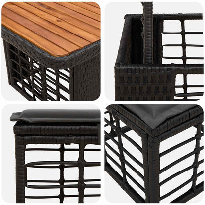 Set da Pranzo per Giardino con cuscino 3 pcs Nero e Grigio | homemem39