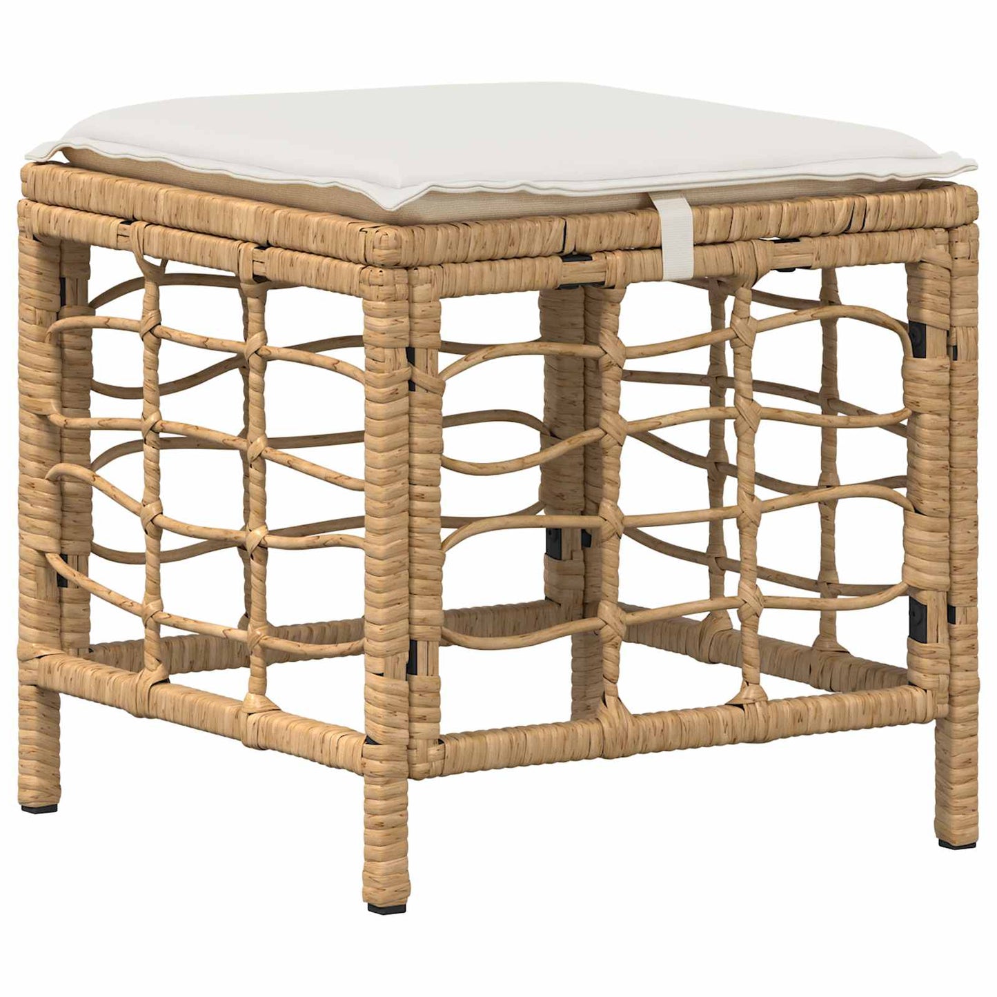 Set da Pranzo per Giardino con cuscino 3 pcs Naturale e Bianco | homemem39