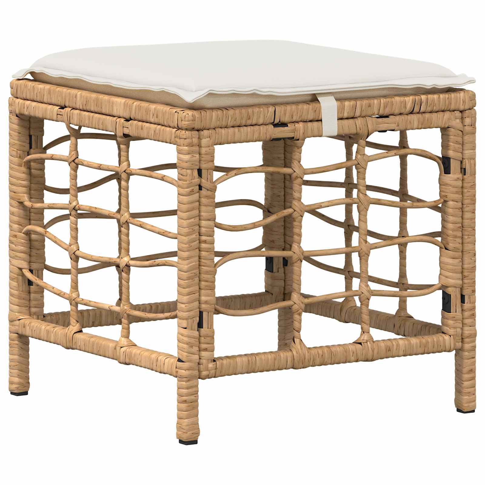 Set da Pranzo per Giardino con cuscino 3 pcs Naturale e Bianco | homemem39